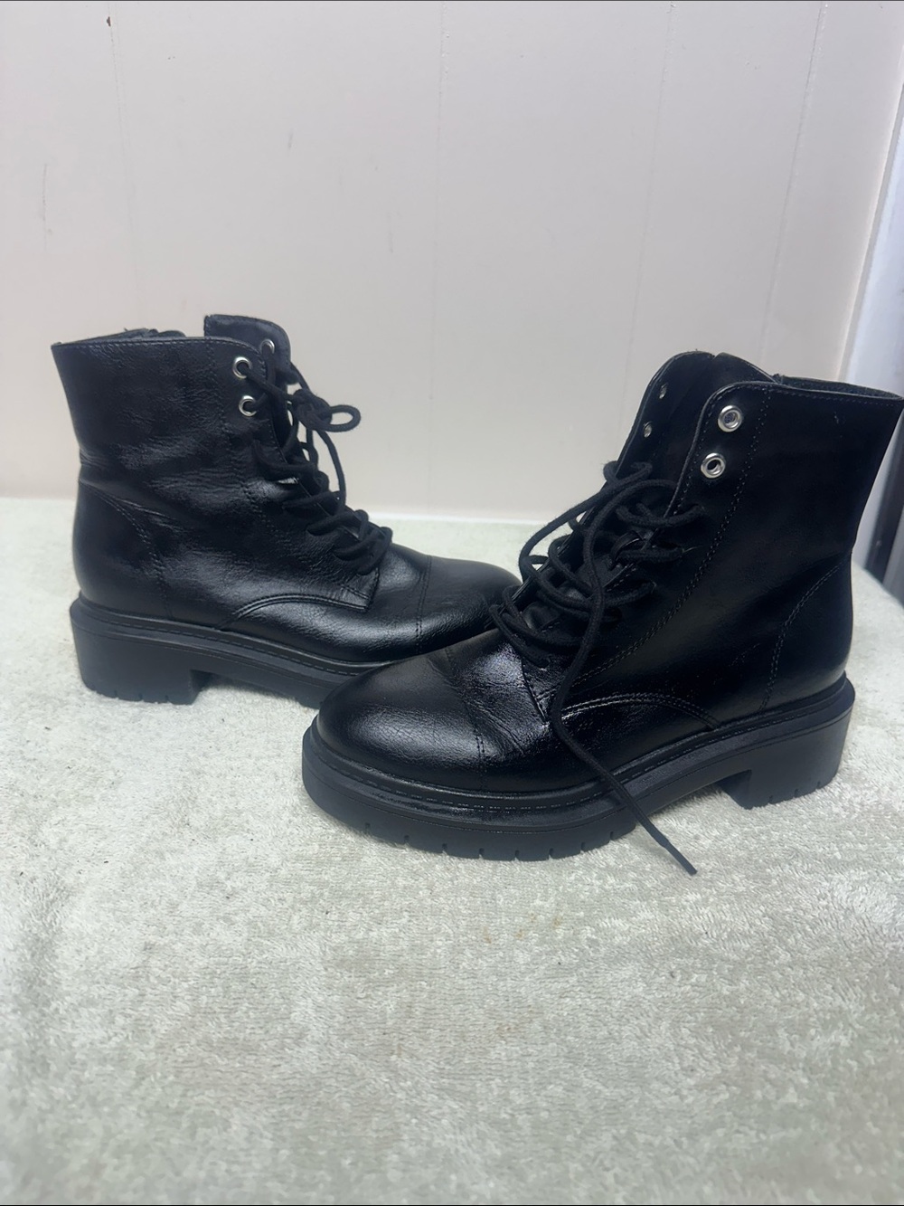 Style & Co. Black Lace-Up Combat Boots for Women